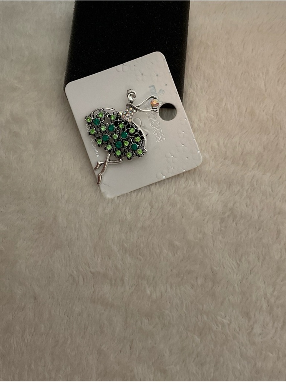Mint Green and Silver Crystal Ballerina Brooch